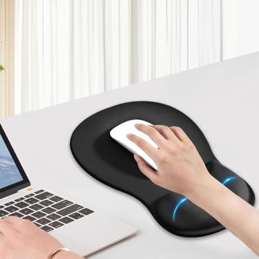 Imagem de Mouse pad ergonômico com descanso de pulso em gel, confortável com design côncavo, suporte de pulso, base de poliuretano antiderrapante para alívio da dor, acessórios de mesa, tapete para decoração de