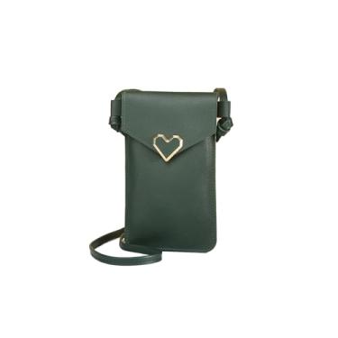 Imagem de Benepoint Bolsas transversais para mulheres, bolsas de telefone de couro PU com janela transparente para tela sensível ao toque, bolsa para celular, Verde, Clássico
