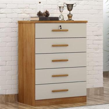 Imagem de Cômoda Gaveteiro Ambiente Suiça com Chave Cumaru 25 Fendi - Novo Horiz