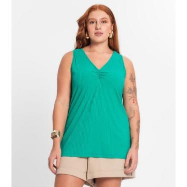 Imagem de Regata Plus Size Em Ribana Canelada Secret Glam Verde, Plus G3, Verde