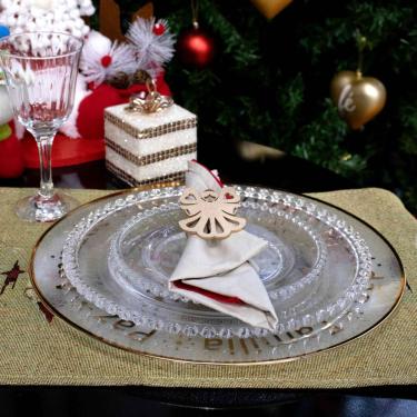 Imagem de Sousplat de Plástico Desejos de Natal Transparente e Dourado Com Estrelas 33 Cm - D'Rossi