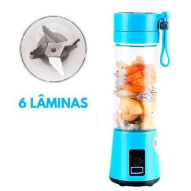 Imagem de Mini Liquidificador Portátil Usb  Recarregável 6 Laminas