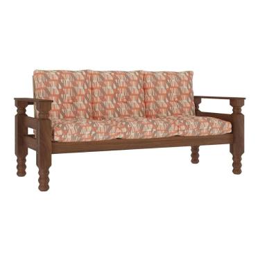 Imagem de Sofá 3 Lugares Madeira Maciça Liz Multimóveis Cr7000 Geométrico Terracota