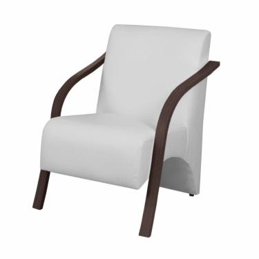 Imagem de Poltrona 1 Lugar Vênus Braço Madeira Courino Branco