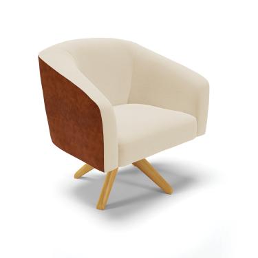 Imagem de Poltrona Decorativa Giratória MA30 Stella Nozes/Linho Bege D03 - D'Rossi