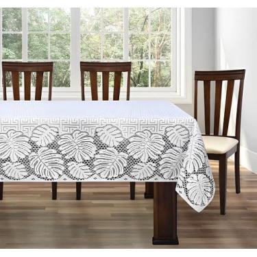Imagem de Toalha de Mesa Renda Quadrada Jacquard Costela de Adão 1,60m 4 lugares