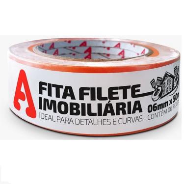 Imagem de Kit 6 Fita Crepe Pintura Imobiliaria Laranja Filete Adere 6MM X 50M