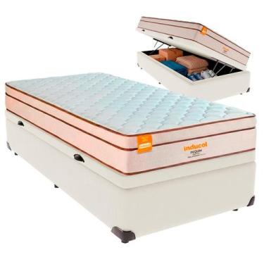 Imagem de Cama Box Baú Solteirão e Colchão Pequim Molas Ultralastic Inducol Palh