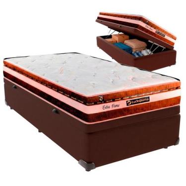 Imagem de Cama Box Baú Solteirão e Colchão Esplendor Molas Ensacadas Luckspuma M