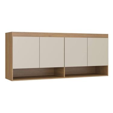 Imagem de Armário Aéreo 4 Portas Guarda Roupa Modulado Selene 160x68 Cm Mdp Carvalho 6003 Menu