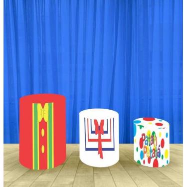 Imagem de Capa Para Trio De Mesas Cilindro Patati Patata Kit 3 Capas - Fantasia 