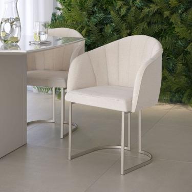 Imagem de Cadeira com Encosto Anatômico e Pés de Aço Beverly Champanhe/Linked