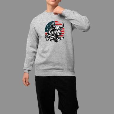 Imagem de Moletom Gola Careca Basico Masculino Casual Confortável Inverno Blusa 