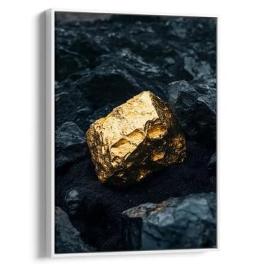 Imagem de Quadro decorativo Dourado Tesouro Oculto nas Rochas Negras - Art Canva