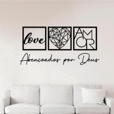 Imagem de Kit com 3 Quadros Decorativos + Frase Abençoados por Deus - Decoração 