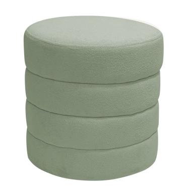 Imagem de Puff Decorativo Redondo Mid Bouclé Verde Claro - Nexta Casa