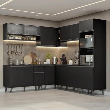 Imagem de Armário de Cozinha Completa de Canto 445 cm Preto Nice Madesa 02, Pret