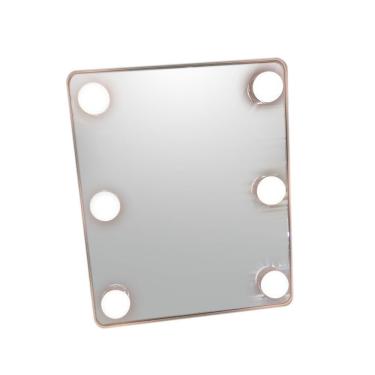 Imagem de Espelho com LED Pronta para Brilhar Retangular 30X25X4CM Moldura Plástica para Maquiagem Off White