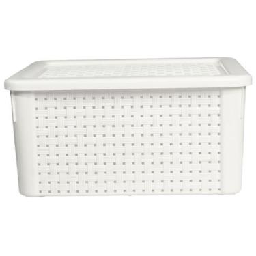 Imagem de Caixa Organizadora Rattan 7 Litros Branco Unidade - Giotto