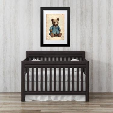 Imagem de Quadro Infantil Urso Antigo Azul - 60x48cm