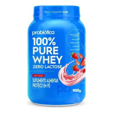 Imagem de 100% Pure Whey Zero Lactose 900 G Probiótica Sabor Morango - Congratul
