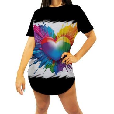 Imagem de Camiseta Longline do Orgulho LGBT Coração Amor 3 - Kasubeck Store, GG