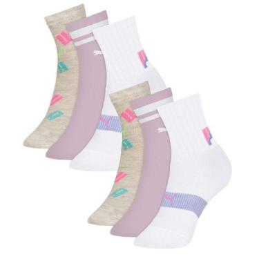 Imagem de Kit 6 Pares Meia Infantil Menino Cano Longo - Selene, P, Lilás, Cinza