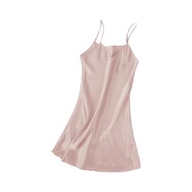 Imagem de Camisola Feminina De Seda Gelada Com Alça Ajustável, Pijama Fino Sexy,
