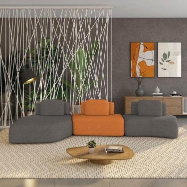 Imagem de Sofá 3 Lugares Orgânico com Chaise e 2 Módulos Berlim Bouclê Gf K01 - 