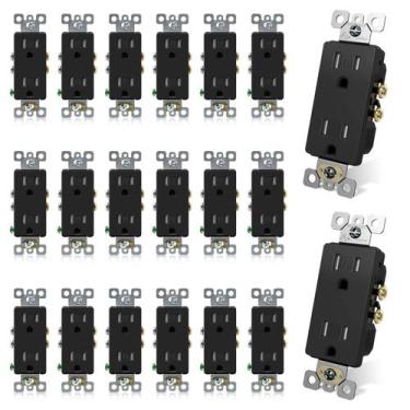 Imagem de Tomada de parede, ELEGRP, resistente a violações, 15A, 125V, 20Pk