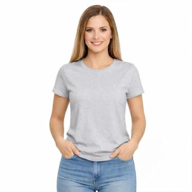 Imagem de Camiseta Feminina Algodão Básica Casual Confortável Dia a Dia-Feminino