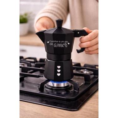 Imagem de Cafeteira Italiana Milano Inox Preta rende 6 Xicaras - FRATELLI