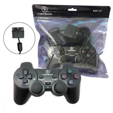 Imagem de Controle Gamer PS2 - COM FIO - 1,5 Metros Dualshock KAP-2Y - Kapbom