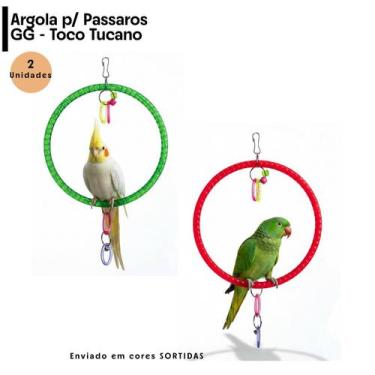 Imagem de 2 Brinquedos Argola Balanço GG Papagaio Calopsita - Gaiolas e Viveiros