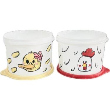 Imagem de Tupperware Kit 2 Peças Potes Fazendinha Galinha E Patinha 1,1L