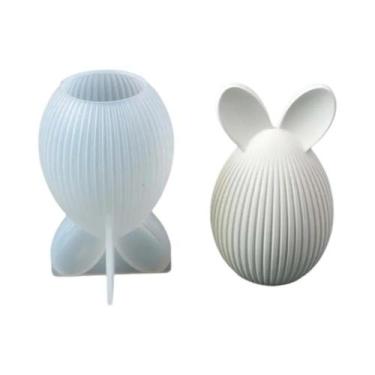 Imagem de Molde De Silicone 3D Para Páscoa: Ovo Listrado, Coelho, Abóbora E Padr