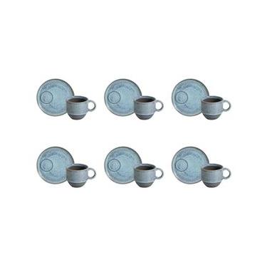 Imagem de Conjunto de Xícaras e Pires para Chá Porto Brasil Linhas Breeze 230ml - 6 Peças