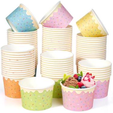 Imagem de Taças de sorvete Hallswl 100 unidades de papel descartável 250 ml 5 co