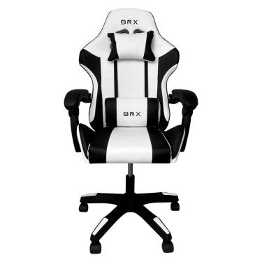 Imagem de Cadeira Gamer Br-X Impact White CGB-009WH Reclinável com Rotação 360o Apoio de Braço Articulado Preto-Branco