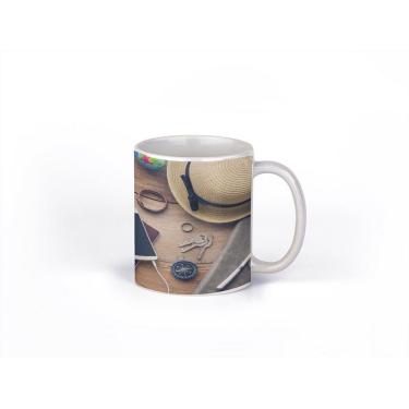 Imagem de Caneca ECF Vamos Viajar Branca Porcelana 325ml
