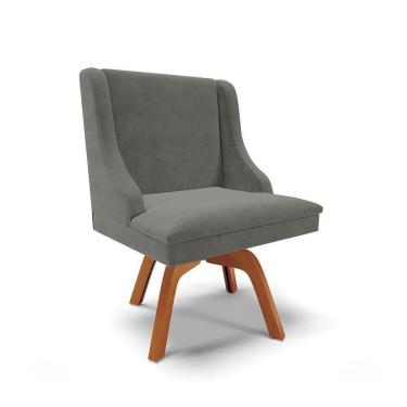 Imagem de Cadeira Suede Grafite Giratória De Madeira