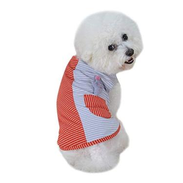 Imagem de Camiseta para cães de estimação Colete para cães Camiseta para gatos Bolso Cactus Listrado Gola redonda Sem manga Verde e Vermelho para Gatos