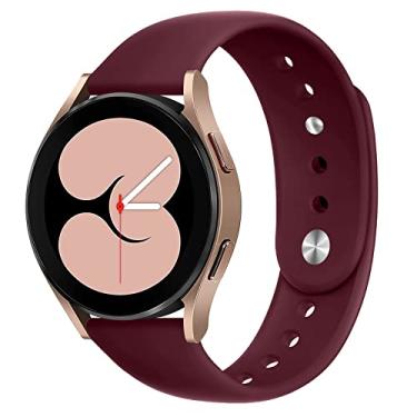 Imagem de Pulseira esportiva de 20 mm para Samsung Galaxy Watch 5 4 40 mm 44 mm/Galaxy Watch 5 Pro 45 mm, pulseira de substituição de silicone macio para Galaxy Watch 4 40 mm, 42 mm, 44 mm, 46 mm/3 41 mm/Active 2 (vinho vermelho)