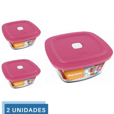 Imagem de 2 Potes Vidro Facilita Quadrado Marmita 500Ml Marinex