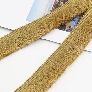 Imagem de Acabamentos de borla de 1 m de espessura 2,5 cm de largura cortina de poliéster/acabamento de travesseiro brinco/bolsa roupas decorativas rendas franjas de costura, café amarelo