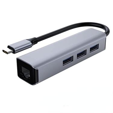 Imagem de SZAMBIT 4 em 1 USB C para RJ45 Gigabit Ethernet com USB 3.0 Hub Adaptador Placa de Rede USB Lan Para MacBook Pro Laptop USB Ethernet (Gigabit2 TIPO C + HUB 3.0)