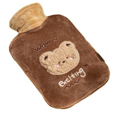 Imagem de Garrafa de água quente com capa de pelúcia macia bolsa de água quente para compressas quentes e frias, aquecedor de pés de mão, ideal para cólicas menstruais, alívio da dor no pescoço e ombro, 11.500 ml