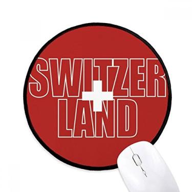 Imagem de DIYthinker Mouse pad com nome da bandeira do país da Suíça para mesa de escritório tapete redondo para computador