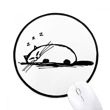Imagem de DIYthinker Mouse pad de linha de sorriso de gato pesado encaracolado desktop escritório tapete redondo para computador