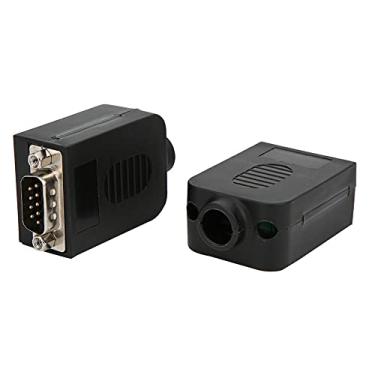 Imagem de Kaufpart 2 peças DB9 porca tipo 9 pinos macho e fêmea módulo conector de terminal serial com casca preta DB9-G-8a DB9-M-8a